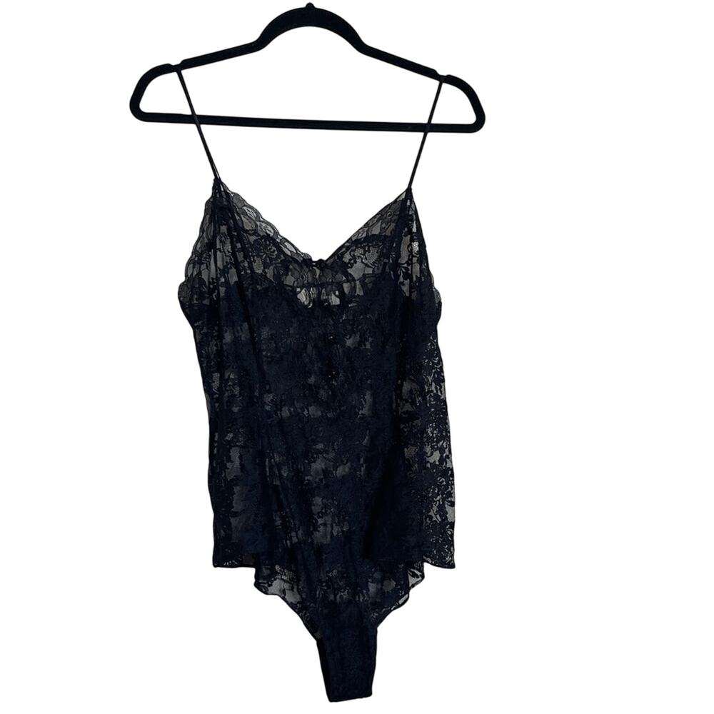 Vintage Victoria Secret Gold Label Lace Cheeky Teddy Bodysuit Black Size M